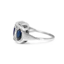 Platinum and 18ct White Gold 3 Stone Sapphire and Diamond Ring