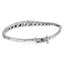 Platinum and 18ct White Gold Art Deco Old Cut Graduated Diamond Bracelet