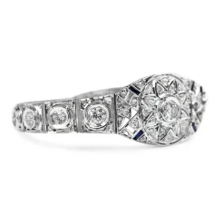 Platinum and 18ct White Gold Antique Old and Rose Cut Diamond and Sapphire Bracelet