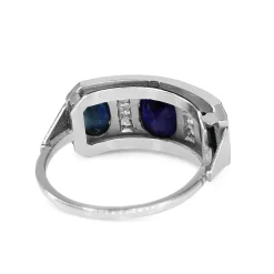 Platinum and 18ct White Gold 3 Stone Sapphire and Diamond Ring