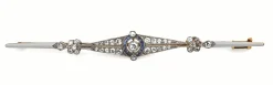 Platinum and 18ct Yellow Gold Art Deco Sapphire and Old Cut Diamond Brooch