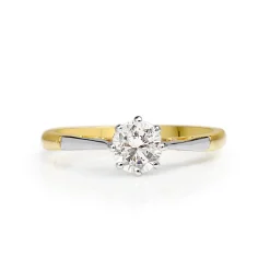Platinum and 18ct Yellow Gold Antique Old Cut Solitaire Ring