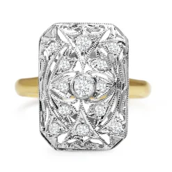 Platinum and 18ct Yellow Gold Art Deco Old Cut Diamond Ring