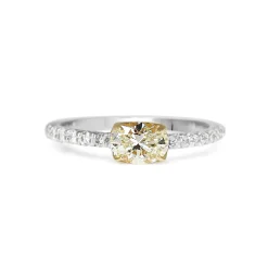 Platinum and 18ct Yellow Gold East West Yellow Oval Diamond Solitaire Ring