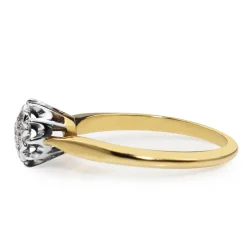Platinum and 18ct Yellow Gold Old Cut Diamond Cluster Ring