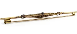 Platinum and 18ct Yellow Gold Art Deco Sapphire and Old Cut Diamond Brooch