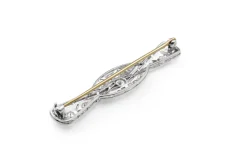 Platinum and 14ct Yellow Gold Deco Diamond Bow Brooch