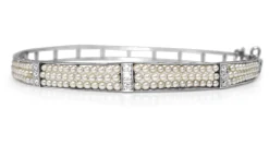 Platinum Antique Cultured Pearl and Diamond Bangle
