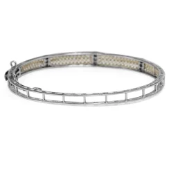 Platinum Antique Cultured Pearl and Diamond Bangle