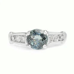 Platinum Aquamarine and Diamond Solitaire Ring