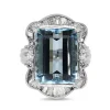Platinum Aquamarine and Diamond Vintage Cocktail Ring