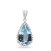 Platinum Aquamarine and Diamond Halo Necklace