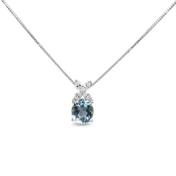 Platinum Aquamarine and Diamond Necklace
