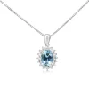 Platinum Aquamarine and Diamond Halo Necklace