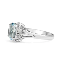 Platinum Aquamarine and Diamond Vintage Ring