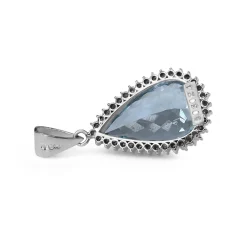 Platinum Aquamarine and Diamond Halo Necklace