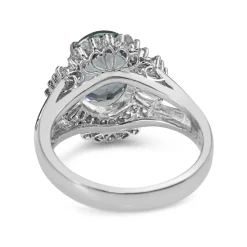 Platinum Aquamarine and Diamond Ballerina Ring
