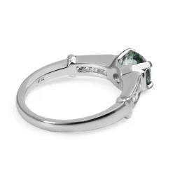 Platinum Aquamarine and Diamond Solitaire Ring
