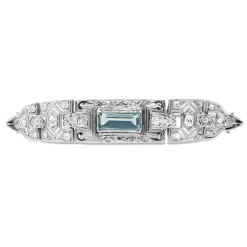 Platinum Art Deco Aquamarine and Old Cut Diamond Bracelet