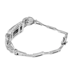 Platinum Art Deco Aquamarine and Old Cut Diamond Bracelet