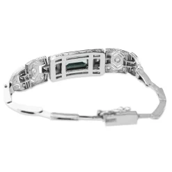 Platinum Art Deco Aquamarine and Old Cut Diamond Bracelet