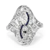 Platinum Art Deco Diamond and Sapphire Ring