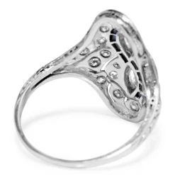 Platinum Art Deco Diamond and Sapphire Ring