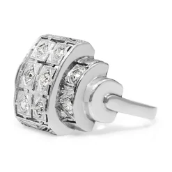 Platinum Art Deco Domed Single Cut Diamond Ring