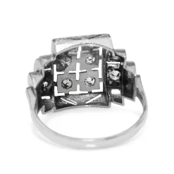 Platinum Art Deco Domed Single Cut Diamond Ring