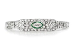 Platinum Art Deco Emerald and Diamond Bracelet
