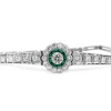 Platinum Art Deco Emerald and Diamond Daisy Flower Bracelet