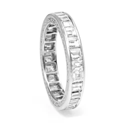 Platinum Art Deco Emerald / Asscher Cut All Round Diamond Band