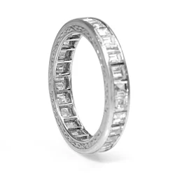 Platinum Art Deco Emerald / Asscher Cut All Round Diamond Band