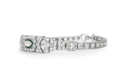 Platinum Art Deco Emerald and Diamond Bracelet