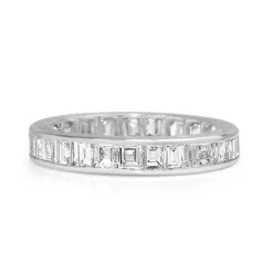 Platinum Art Deco Emerald / Asscher Cut All Round Diamond Band