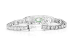 Platinum Art Deco Emerald and Diamond Bracelet