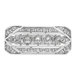 Platinum Art Deco Old and Rose Cut Diamond Brooch