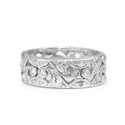 Platinum Art Deco Old and Single Cut Diamond Band