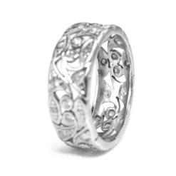 Platinum Art Deco Old and Single Cut Diamond Band