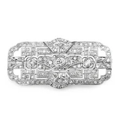 Platinum Art Deco Old Cut Diamond Brooch
