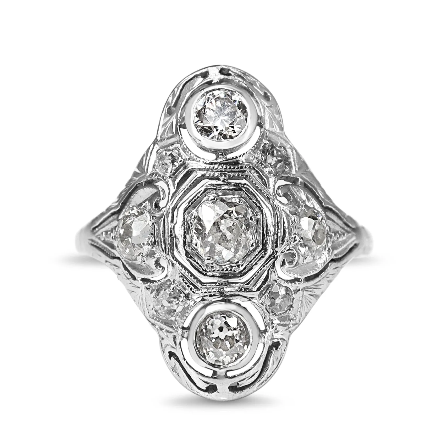 Platinum Art Deco Old Cut Diamond Ring