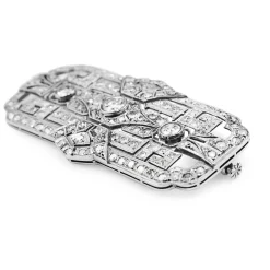 Platinum Art Deco Old Cut Diamond Brooch