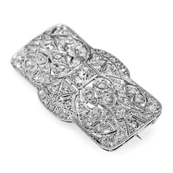Platinum Art Deco Old Cut Diamond Brooch