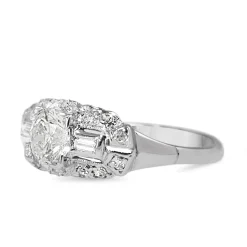 Platinum Art Deco Old Cut Diamond Ring