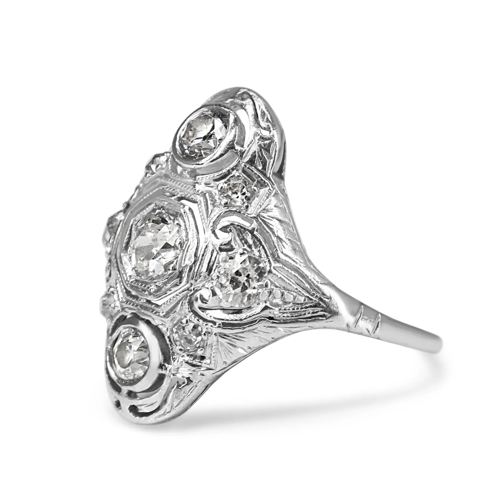 Platinum Art Deco Old Cut Diamond Ring