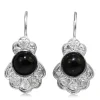 Platinum Art Deco Onyx and Diamond Earrings