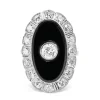 Platinum Art Deco Onyx and Diamond Daisy Ring