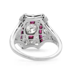 Platinum Art Deco Ruby and Diamond Ring