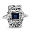 PLatinum Art Deco Sapphire and Old Cut Diamond Ring