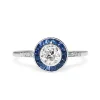 Platinum Art Deco Sapphire and Old Cut Diamond Ring